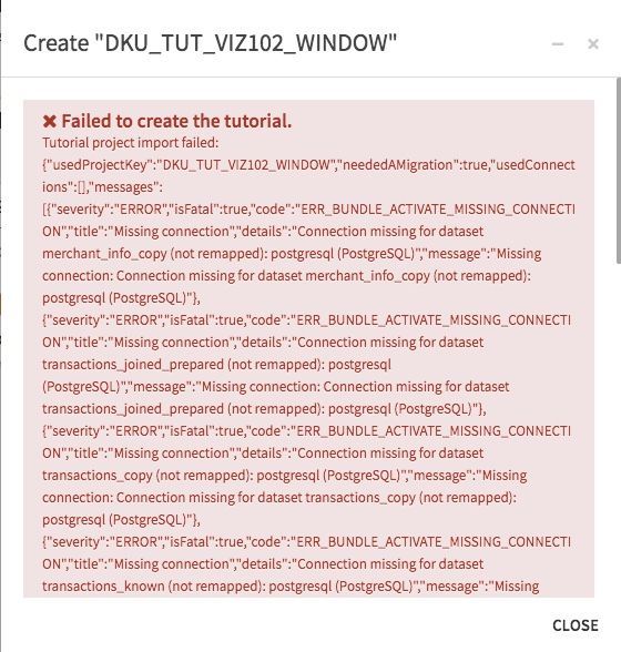 Error message "Create "DKU_TUT_VIZ102_WINDOW" that have references to ERR_BUNDLE_ACTIVATE_MISSING_CONNECTION"