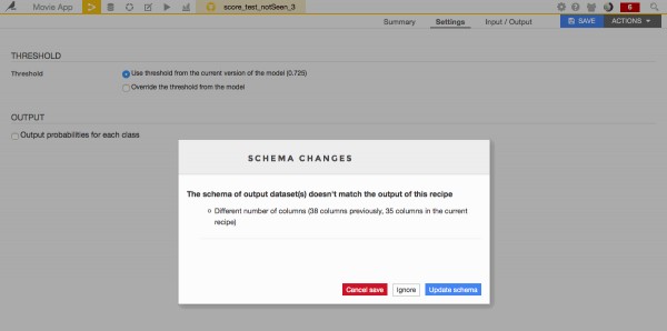 Schema changes. Update schema / ignore / cancel?